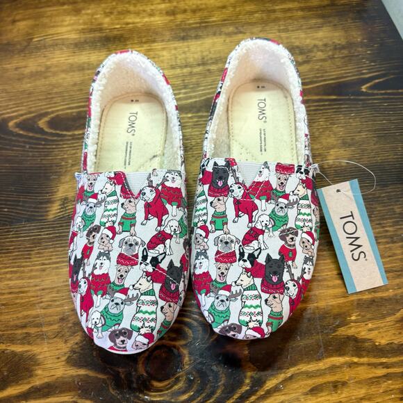 Toms Christmas Dogs Slip On Shoes Size 6 - Picture 1 of 7